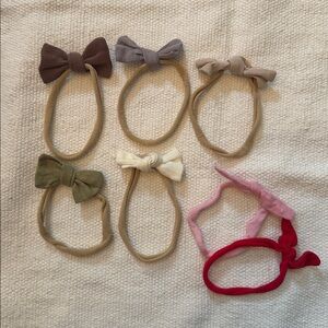 Set of Newborn Bow Hair Ties in Various Colors